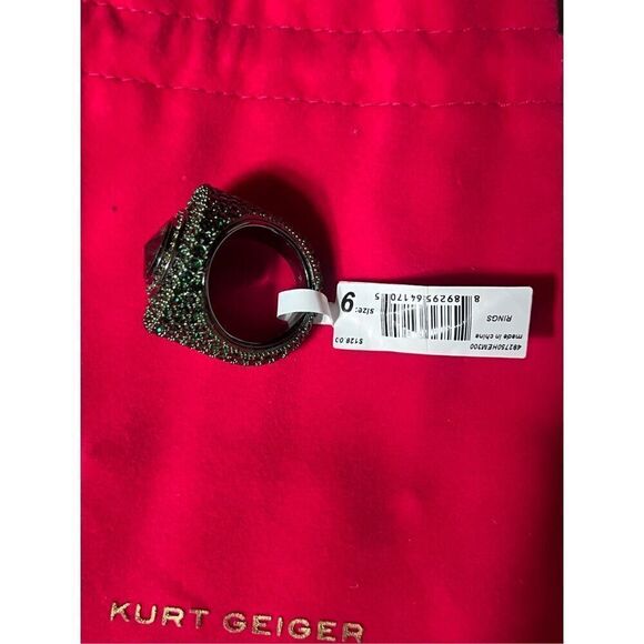 Kurt Geiger NWT Pave Emerald Octavia Ring Size 6 - Picture 5 of 8
